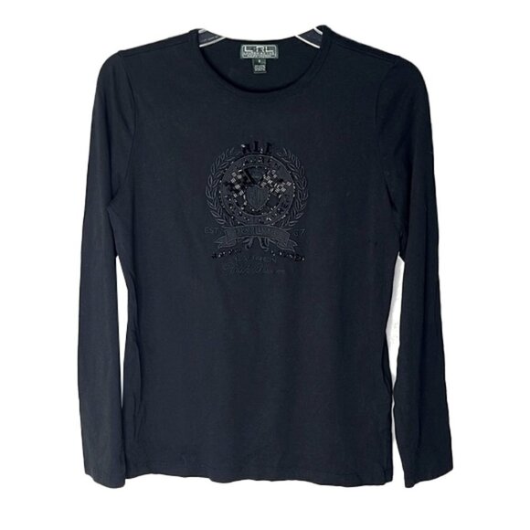 ❤️ RALPH LAUREN embellished graphic top Size S - Picture 1 of 4
